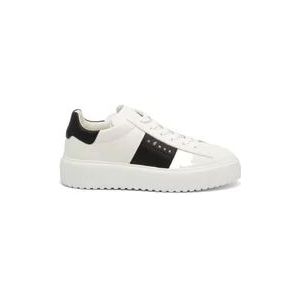 Hogan Gestreepte Leren Sneakers Witte Rubberen Zool , White , Dames , Maat: 39 EU