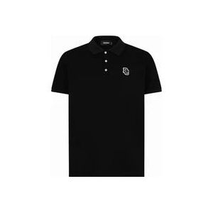 Dsquared2 Zwart Poloshirt met Geborduurd Logo , Black , Heren , Maat: S