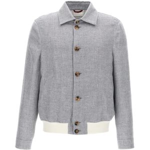Brunello Cucinelli, Heren, Jassen, Grijs, Maat: L Linnen,