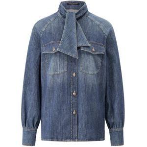 Luisa Cerano, Dames, Blouses & Shirts, Blauw, Maat: L Denim,