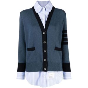 Thom Browne, Dames, Truien, Blauw, Maat: 3XS
