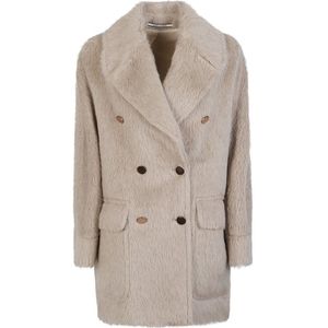 Tagliatore, Dames, Mantels, Beige, Maat: 2XS Wol,