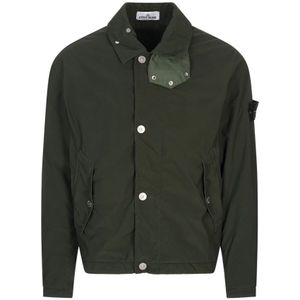 Stone Island, Heren, Jassen, Groen, Maat: L Polyamide,