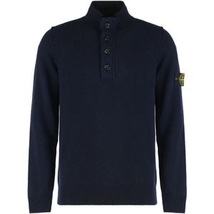 Stone Island, Heren, Truien, Blauw, Maat: S Wol,