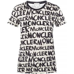 Moncler Gestreept T-shirt , Beige , Dames , Maat: S