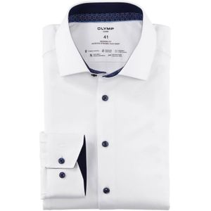 OLYMP - 24/7 Modern Fit - Overhemd - Wit - Herringbone