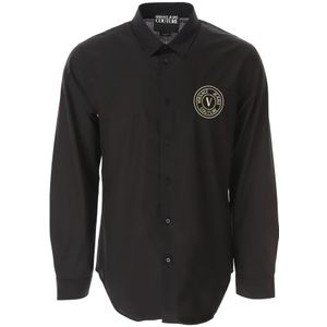 Versace Jeans Couture, Heren, Overhemden, Zwart, Maat: S Katoen,