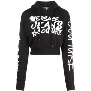 Versace Jeans Couture, Dames, Sweatshirts & Hoodies, Zwart, Maat: XS