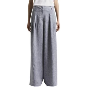 Peserico, Dames, Broeken, Grijs, Maat: S Linnen,