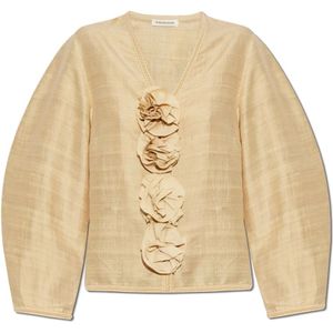 By Malene Birger, Dames, Blouses & Shirts, Beige, Maat: XS Zijde,
