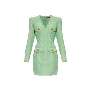 Balmain Tweed jurk , Green , Dames , Maat: L