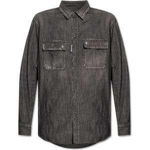 Dsquared2, Heren, Overhemden, Grijs, Maat: M Denim,