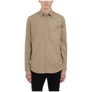 Dsquared2, Heren, Overhemden, Beige, Maat: S Katoen,