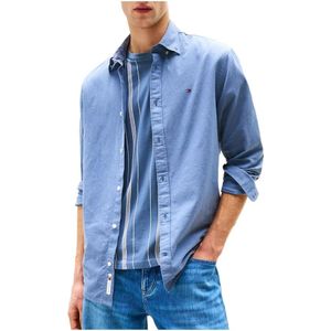 Tommy Jeans, Heren, Overhemden, Blauw, Maat: L Katoen,