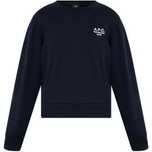 A.p.c. - Sweatshirt MET Geborduurd Logo - Marineblauw - Katoen