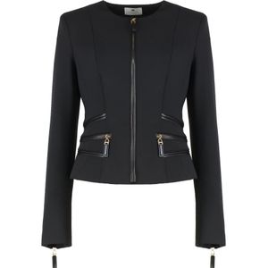 Elisabetta Franchi, Dames, Jassen, Zwart, Maat: M Leer,