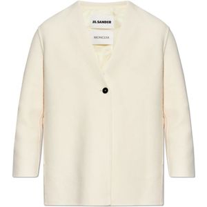 Moncler, unisex, Mantels, Beige, Maat: 2XS Wol,