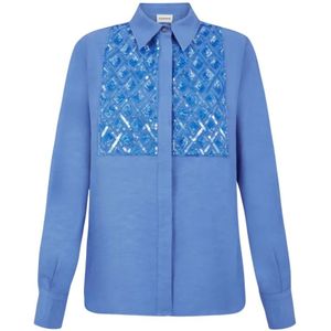 P.a.r.o.s.h., Dames, Blouses & Shirts, Blauw, Maat: XS Leer,