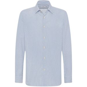 Kiton, Heren, Overhemden, Blauw, Maat: 3XL Katoen,