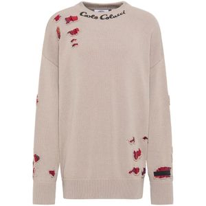 Carlo Colucci - Tijdloze Oversized Trui - Beige - Heren - Gebreid Patroon