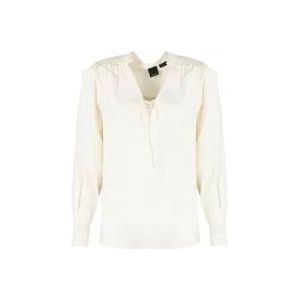 Pinko Eenvoudige V-Hals Blouse , White , Dames , Maat: 4XS