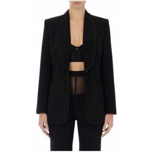 Elisabetta Franchi, Dames, Jassen, Zwart, Maat: M Denim,