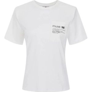 Elisabetta Franchi, Dames, Tops, Wit, Maat: XS Jersey,