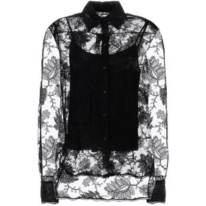 Ermanno Scervino, Dames, Blouses & Shirts, Zwart, Maat: XS Polyamide,