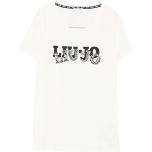 Liu Jo - Top - Grijs - Blousetop - Ronde Hals - Katoen