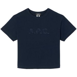 A.p.c., Dames, Tops, Blauw, Maat: M Katoen,