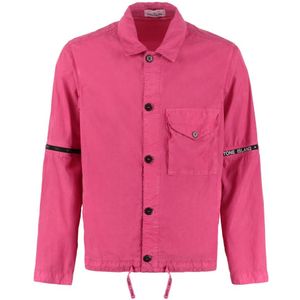 Stone Island, Heren, Jassen, Roze, Maat: M Leer,
