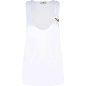 Elisabetta Franchi, Dames, Tops, Wit, Maat: L Jersey,