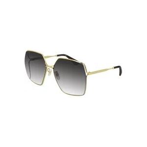Gucci Gouden vierkante zonnebril voor vrouwen , Black , Dames , Maat: ONE Size