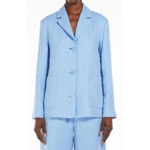 Max Mara, Dames, Jassen, Blauw, Maat: 2XS Linnen,