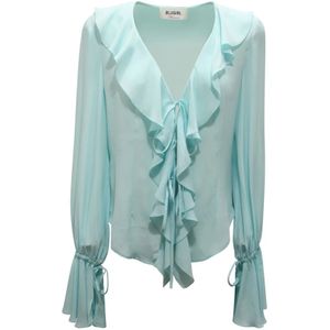 Blumarine, Dames, Blouses & Shirts, Blauw, Maat: M Zijde,