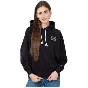 Champion, Dames, Sweatshirts & Hoodies, Zwart, Maat: L Katoen,