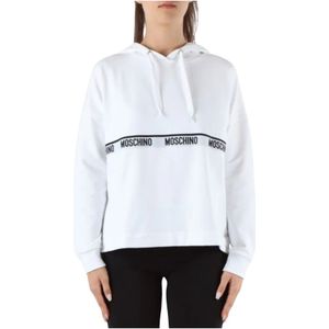 Moschino, Dames, Sweatshirts & Hoodies, Wit, Maat: M Katoen,