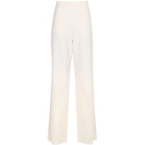 Max Mara, Dames, Broeken, Wit, Maat: S Wol,