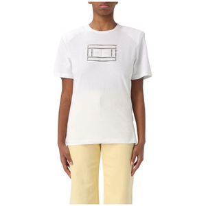 Elisabetta Franchi, Dames, Tops, Wit, Maat: S Katoen,