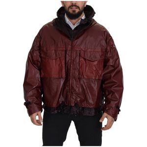 Dolce & Gabbana - Bordeaux Hooded Jacket - Heren - Rood - Katoen - Volledige Rits
