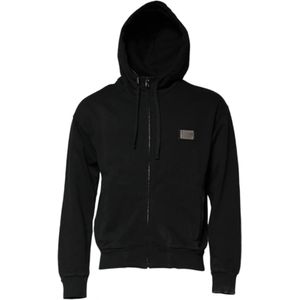 Dolce & Gabbana, Heren, Sweatshirts & Hoodies, Zwart, Maat: XS Katoen,