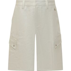 Off White, Heren, Korte broeken, Wit, Maat: L Linnen,