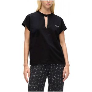 Karl Lagerfeld, Dames, Tops, Zwart, Maat: S Katoen,