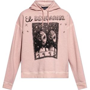 Dsquared2, Heren, Sweatshirts & Hoodies, Roze, Maat: XL Katoen,