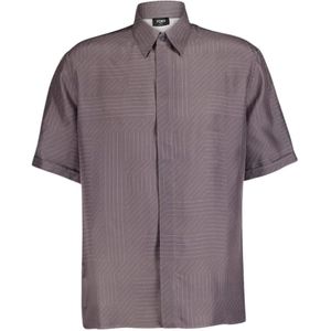 Fendi, Heren, Overhemden, Grijs, Maat: L Zijde,