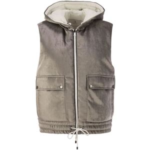 Brunello Cucinelli, Dames, Jassen, Grijs, Maat: 3XS Velours,
