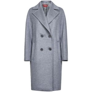Max Mara Studio, Dames, Mantels, Grijs, Maat: 2XS Wol,