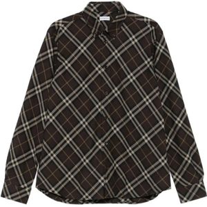Burberry, Heren, Overhemden, Bruin, Maat: M Katoen,
