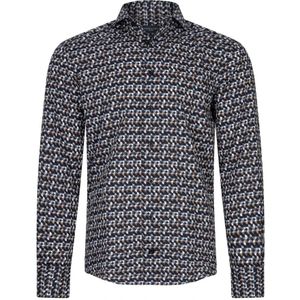 Cavallaro - Overhemd - Blauw - Geprint - 100% Katoen - Slim Fit