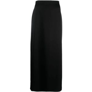 Lanvin Zwarte Satijnen Hoge Taille Rok , Black , Dames , Maat: S